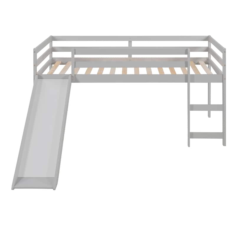 Loft bed with Slide, Multifunctional Design, Twin (Gray)