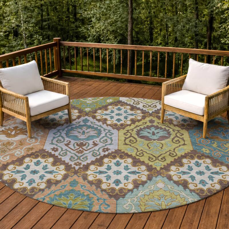 Machine Washable Indoor/ Outdoor Global Bayfield Chantille Rug - Chocolate - 8' x 8'