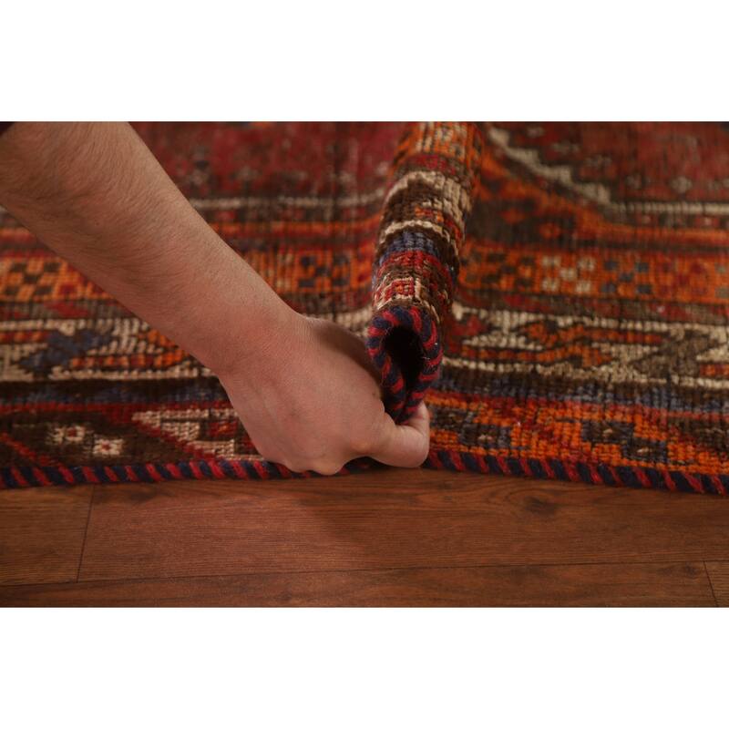 Pre-1900 Antique Qashqai Persian Rug Vegetable Dye Wool Carpet - 5'1"x 7'7"