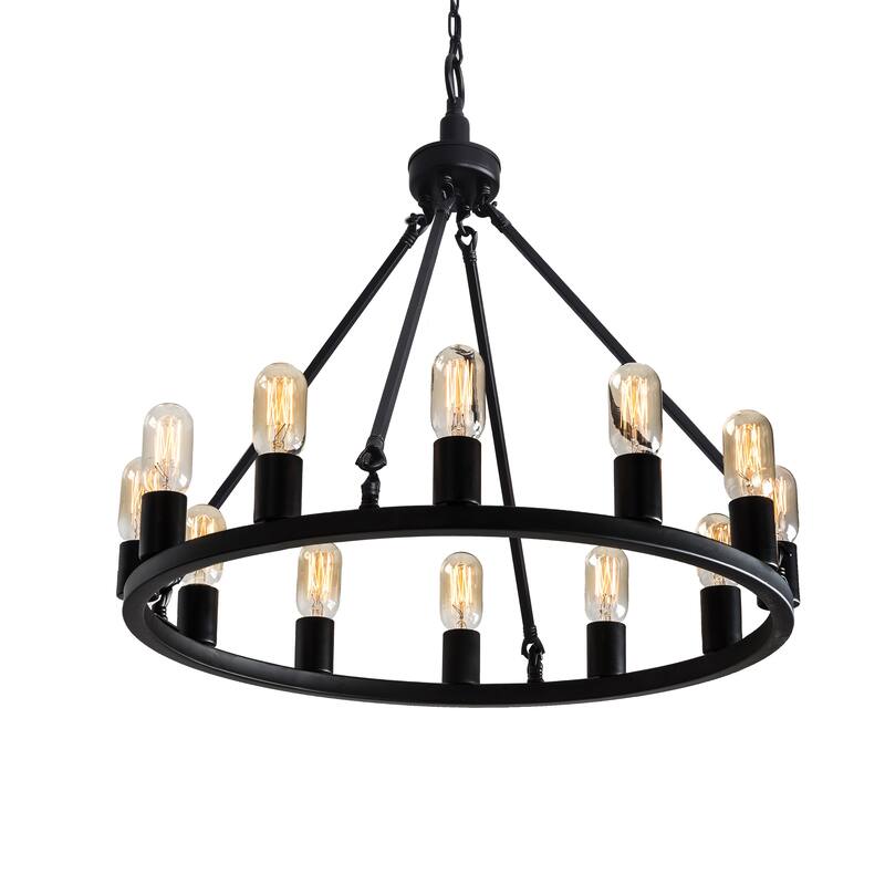 Eva Black 12-light Metal Round Chandelier