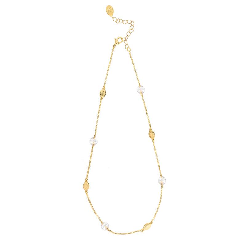 Cubic Zirconia Chain and Bead Necklace