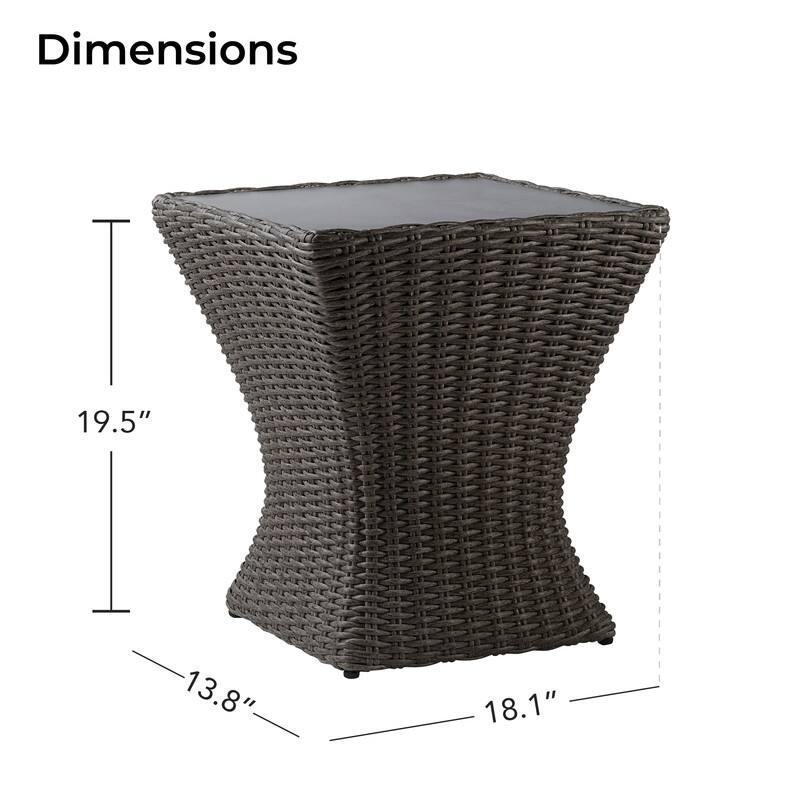 Spruce & Spring Murphy Patio Outdoor Wicker Side Table with Cement Top