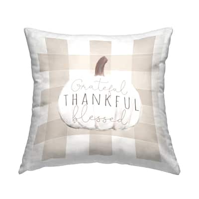 Stupell Industries Grateful Thankful Blessed Tartan Printed Throw Pillow Design by Dogwood Portfolio