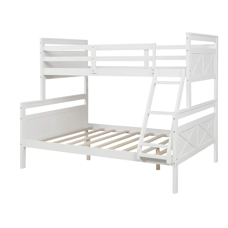 Twin over Full Bunk Bed with ladder, Safety Guardrail, Perfect for Bedroom