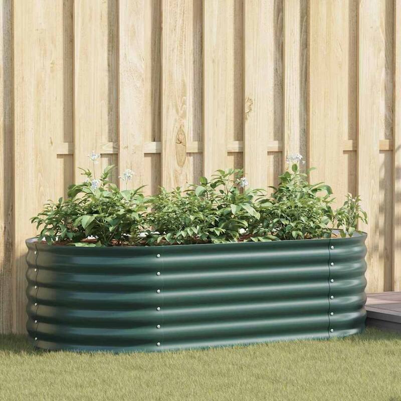 vidaXL Raised Bed in Steel - Green-63 x 31.5 x 17.3 in
