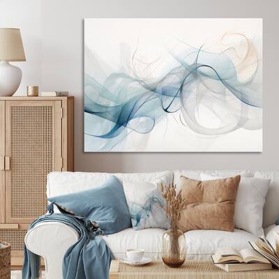 Designart "White Grey Line Art Abstract Calligraphy" Modern Wall Decor