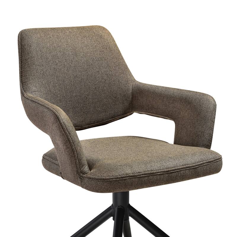 Penny Brown or Grey Fabric Swivel Dining Chairs with Black Metal Legs - Set of 2