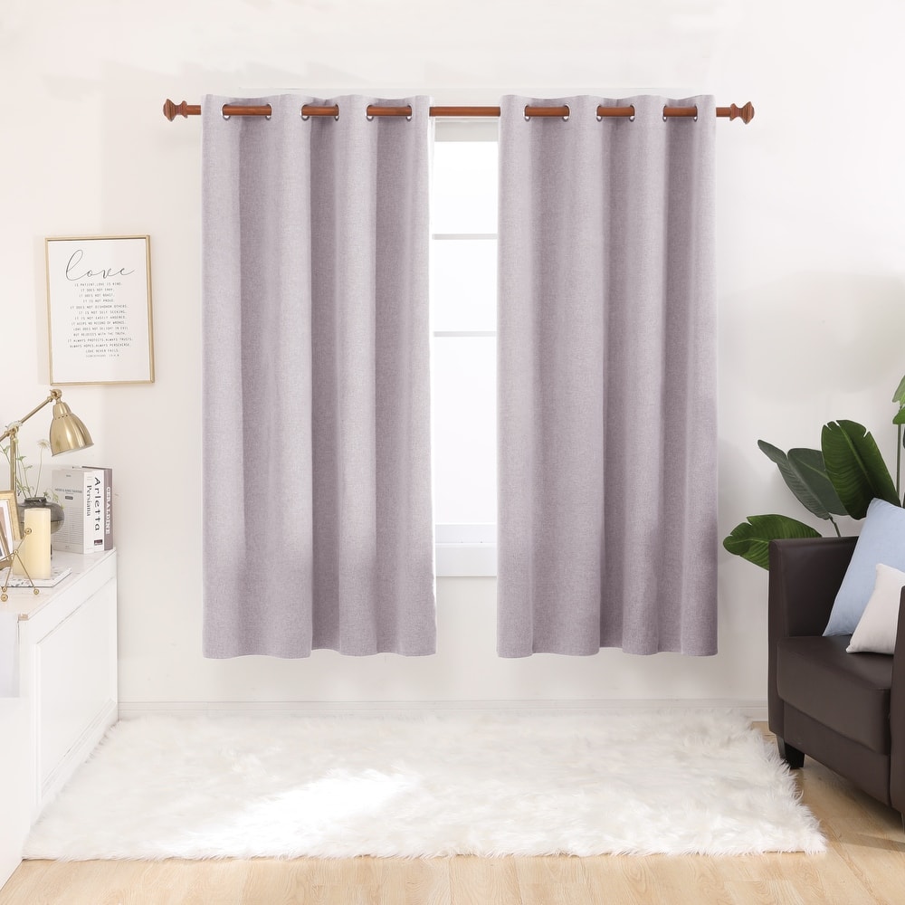 Deconovo Total Blackout Faux Linen Curtains 2 Panels