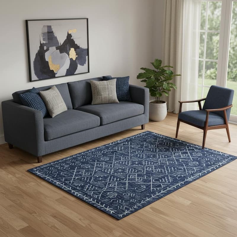 HomeRoots Abstract Geometric Casual Rectangle Area Rug - 5' X 7' - 5' X 7'