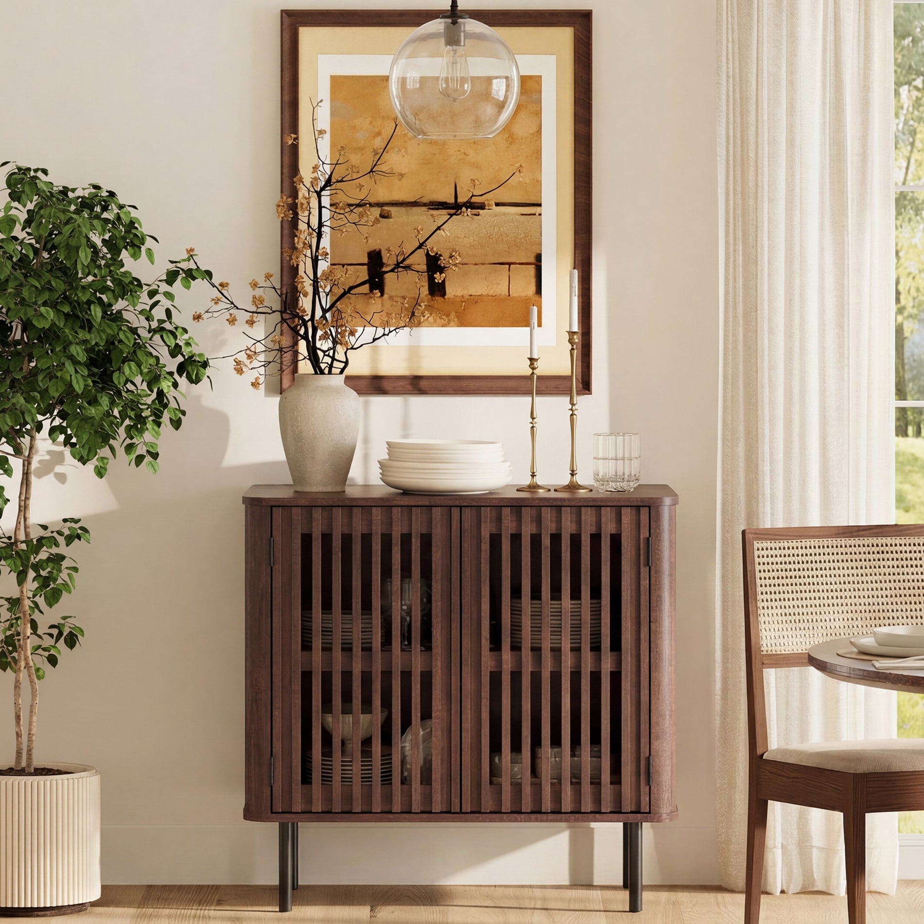 Fluted Modern Sideboard Buffet Cabinet with Storage for Dinning Room, Kitchen