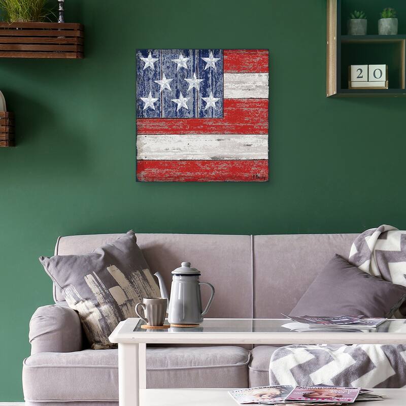 Distressed American Flag Square by Paul Brent Canvas Art Print