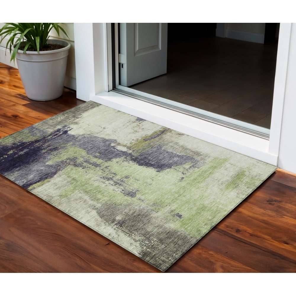 HomeRoots Abstract Transitional Rectangle Outdoor Rug