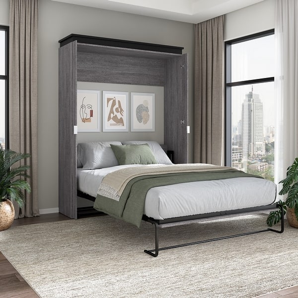 slide 2 of 24, Orion 67W Queen Murphy Bed by Bestar Bark Gray & Graphite