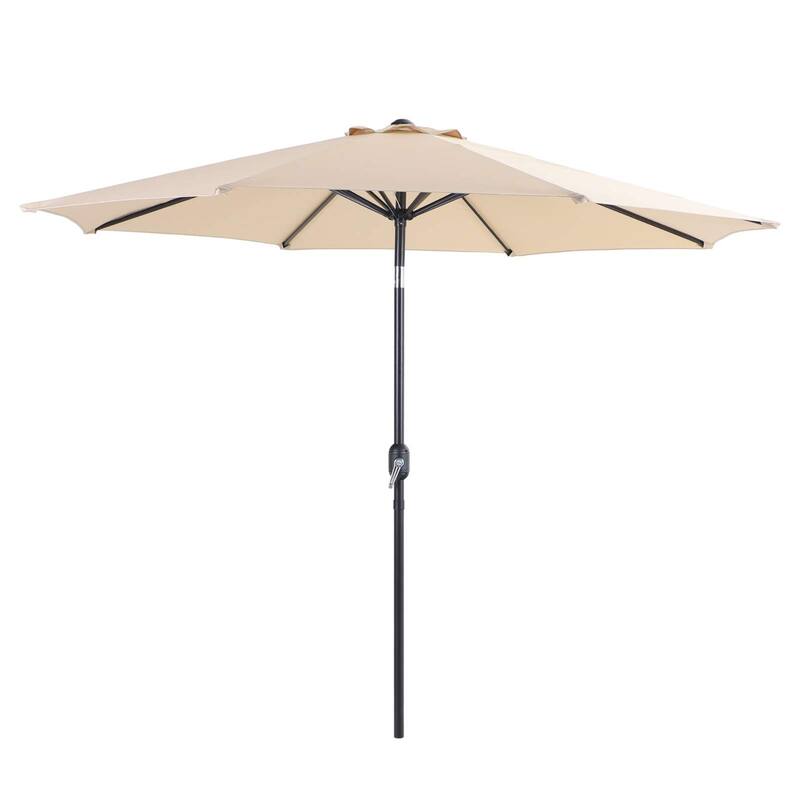 MAISON ARTS Outdoor 6-piece Patio Dining Set, 1 Square Metal table, 4 Adjustable Folding Chairs and 9ft Umbrella