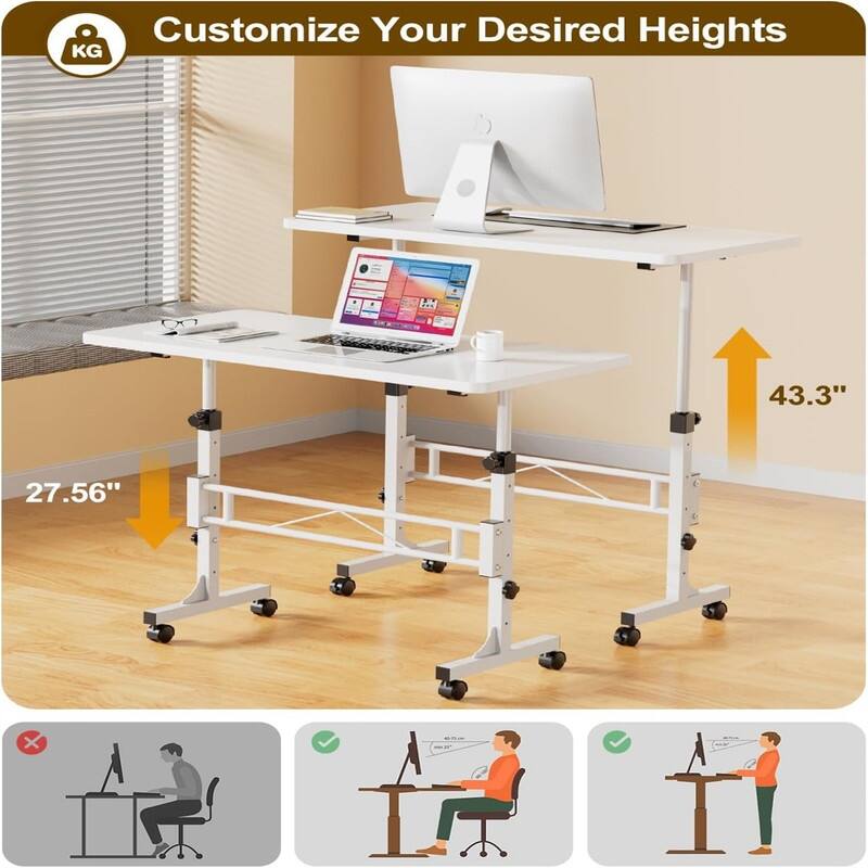 Small Standing Desk Adjustable Height, Mobile Stand Up Desk