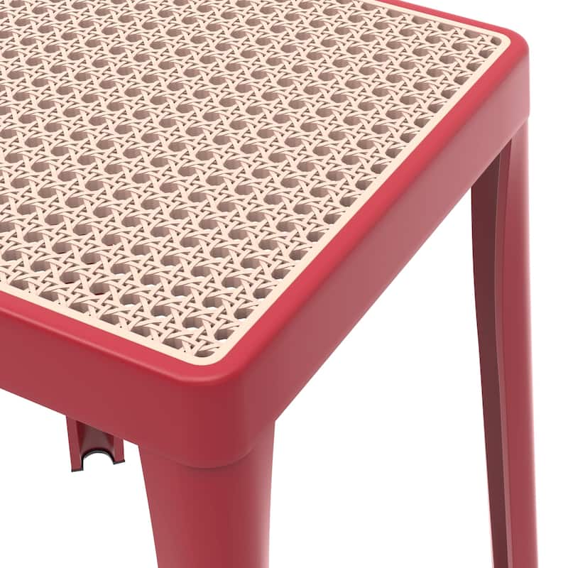 Tresse Modern Stackable Dining Stool with Wicker Seat for Dining Room, Garden, Patio, Indoor or Outdoor - No Assembly Required