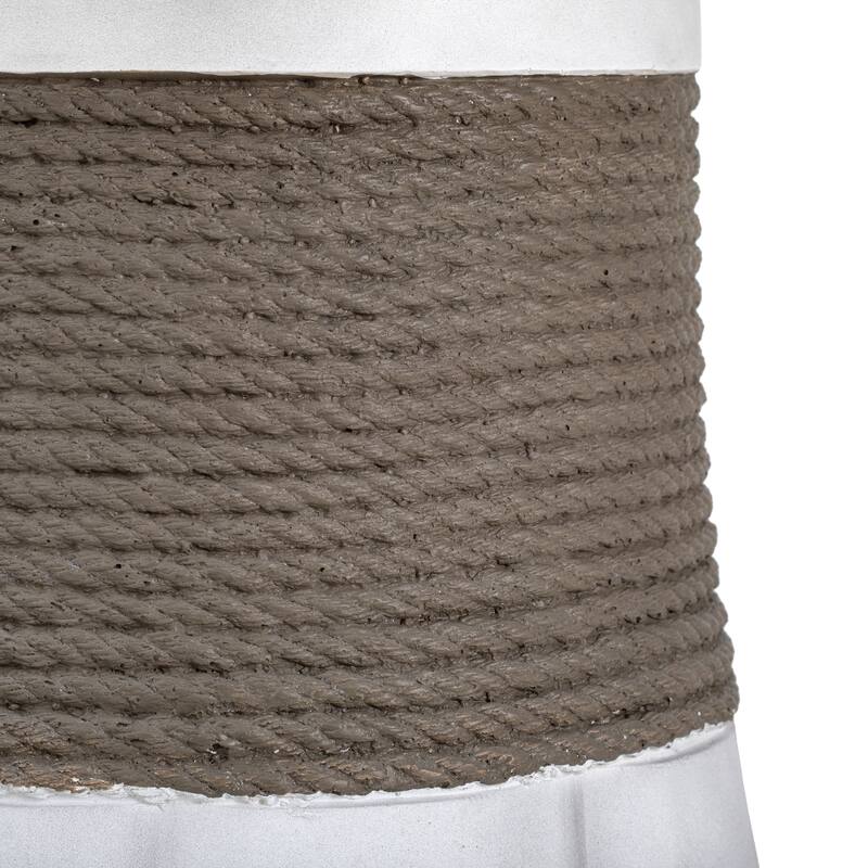 Outdoor Light Gray Brown Retro Woven Rope & Fan-Base MGO Side Table End Table for Home, Office, Living Room Outdoor