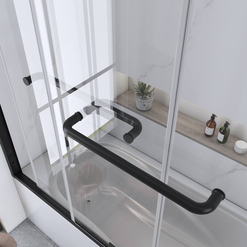 60 in. W x 62 in. H Framed Sliding Bath Tub Door with 5/16 in. Tempered Clear Glass