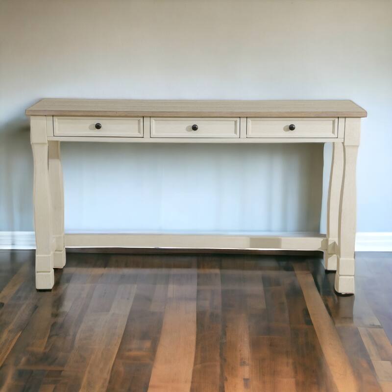 KISRAIS Wood Writing Desk with White Drawer for Living Room - Wood