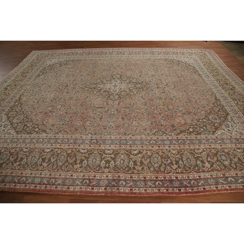 Traditional Mashad Persian Area Rug Hand-Knotted Wool Carpet - 9'10" x 11'11"