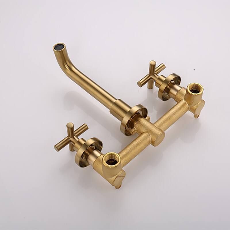 Wall Mount Double Handle Bathroom Sink Faucet