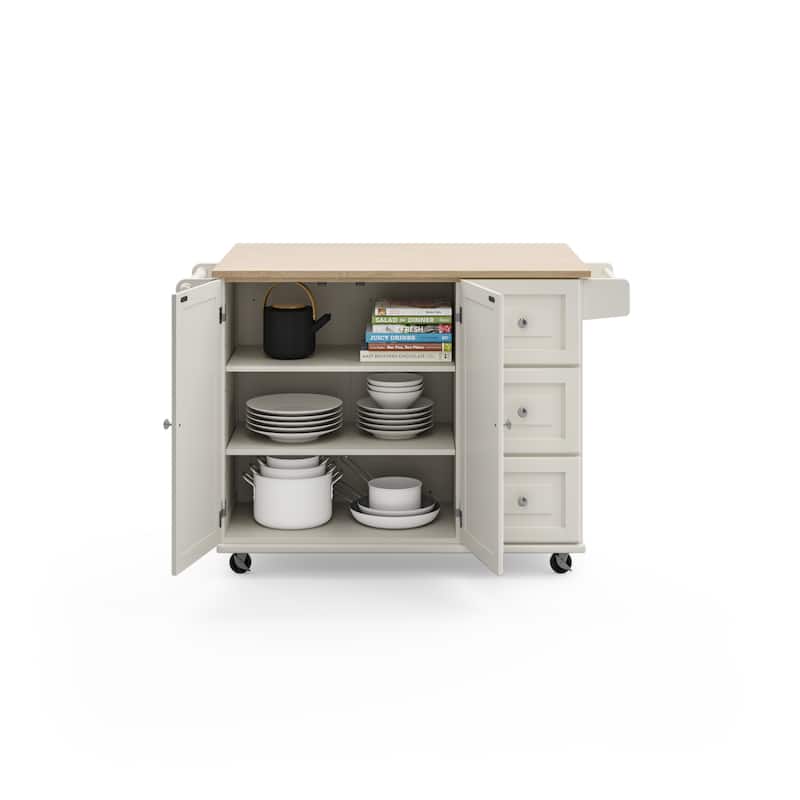 Homestyles Mobile Kitchen Island Cart with Wood Top and Dropleaf Breakfast Bar