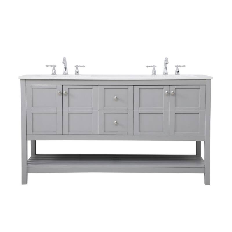 Elegant Lighting VF16460D Theo 60" Free Standing Double Basin Vanity