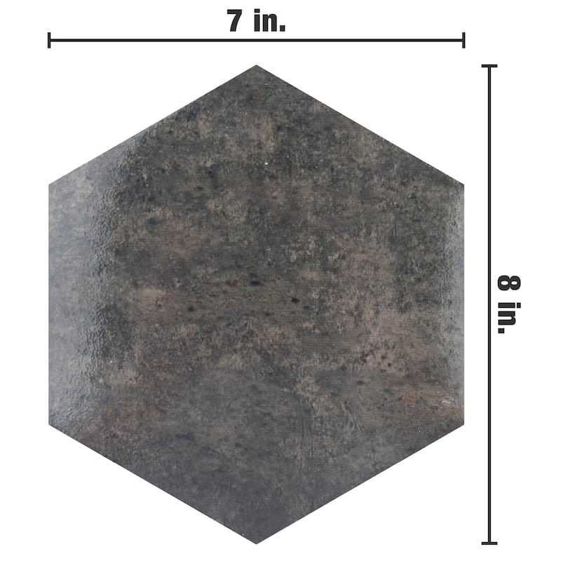 Merola Tile Capri Hex Nero 7" x 8" Porcelain Floor and Wall Tile