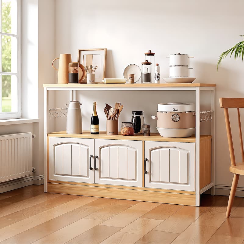 Modern Wooden Kitchen Utility Storage Buffets Shelf with Cabinet