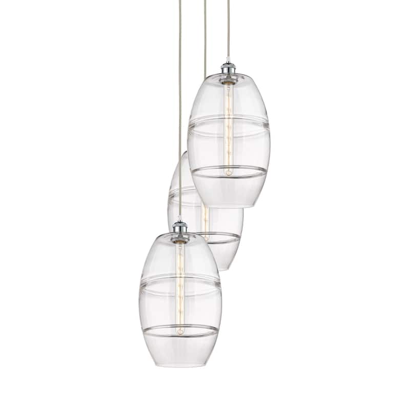 Innovations Lighting 113B-3P-56-17 Vaz Pendant Vaz 3 Light 17" Wide - White Polished Chrome / Clear