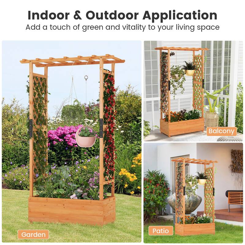 Gymax Raised Garden Bed Vertical Plant Container for Vine Climbing