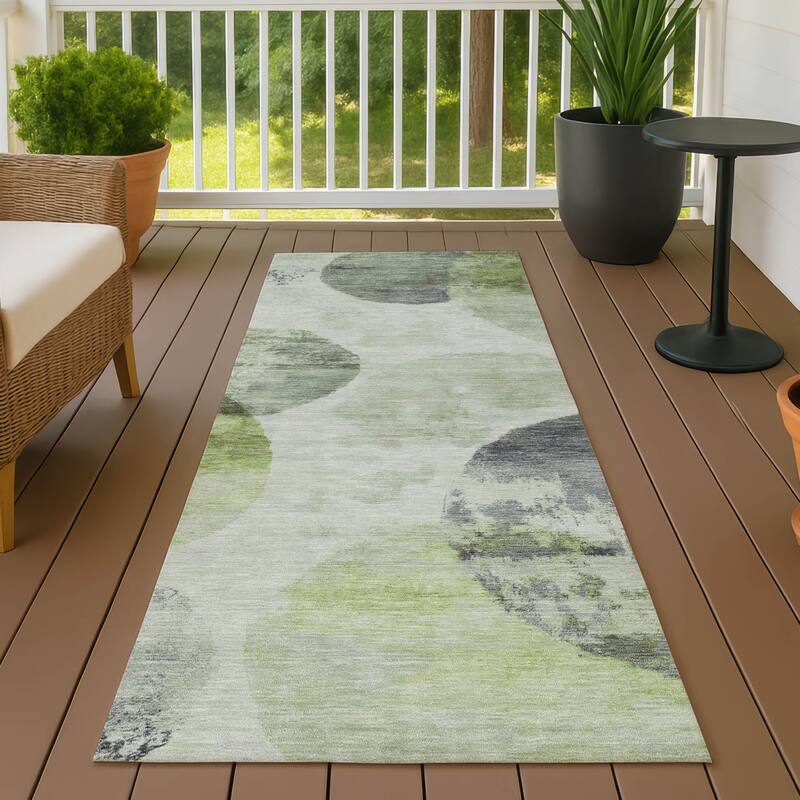 Machine Washable Indoor/ Outdoor Contemporary Micha Chantille Rug - Aloe - 2'3" x 7'6"