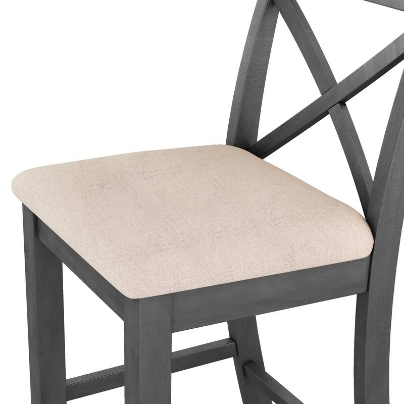Farmhouse Rectangular Wood Bar Height Dining Set, 3-Piece Kitchen Breakfast Nook with 2 Chairs for Dining Room, Kitchen