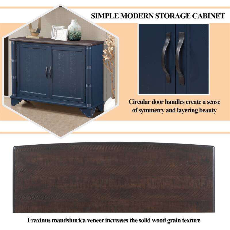 Retro Entryway Table with Adjustable Storage Shelf