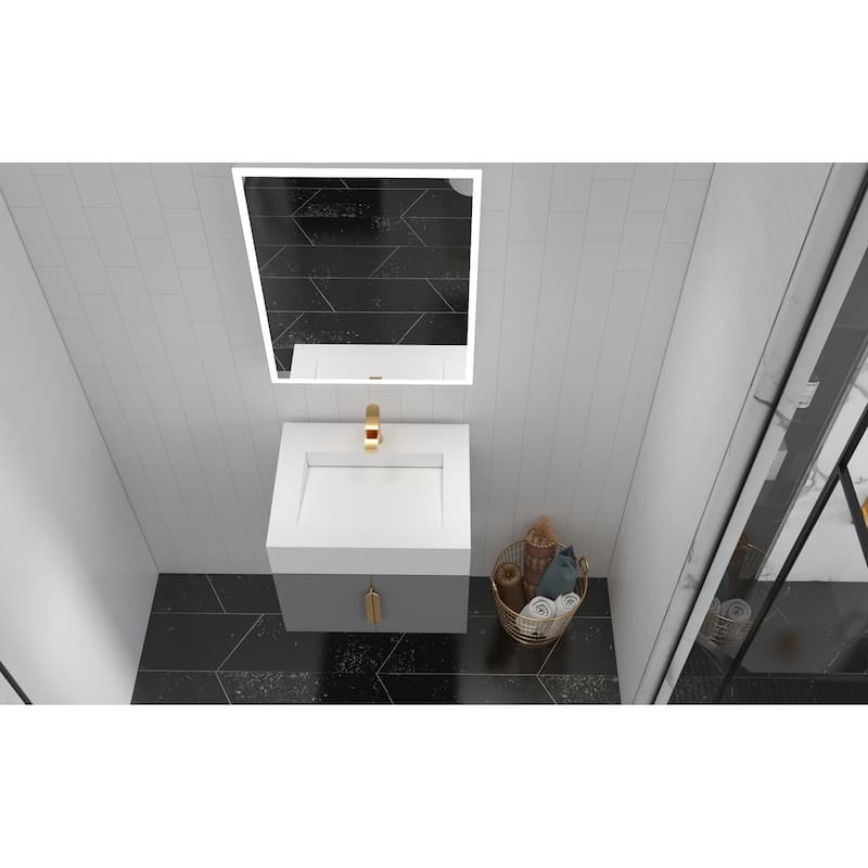 Nile 24-Inch Wall Mounted Bathroom Vanity Set w/ White Top