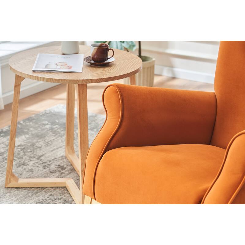 Velvet Nursery Rocking Chair with High Back