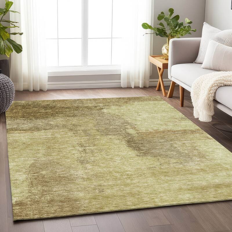 Machine Washable Indoor/ Outdoor Contemporary Abstract Chantille Rug - Brown - 3' x 5'