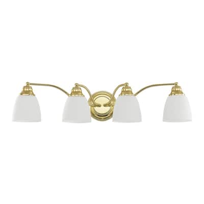 Livex Lighting 4-Light Polished Brass Bath Vanity, 13674-02 - 30" W 7" H 7.5" EXT