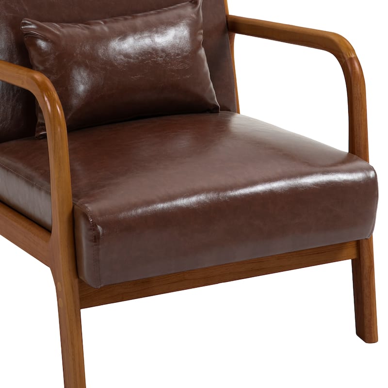 Mid Century Solid Wood Upholstered Accent Chair