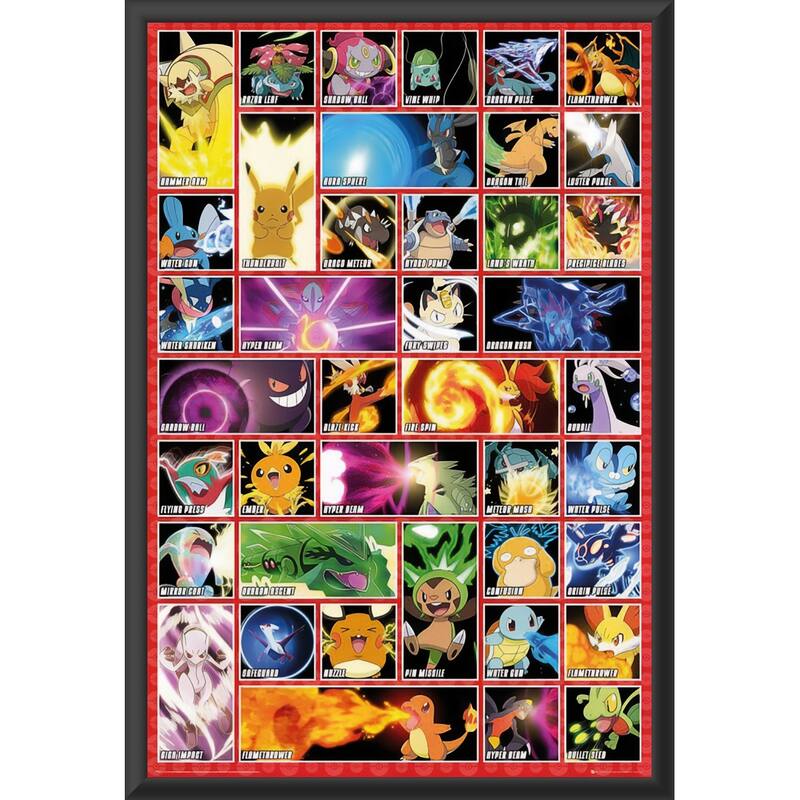 Pokemon - Moves Framed Art Poster - 24 x 36 Inch