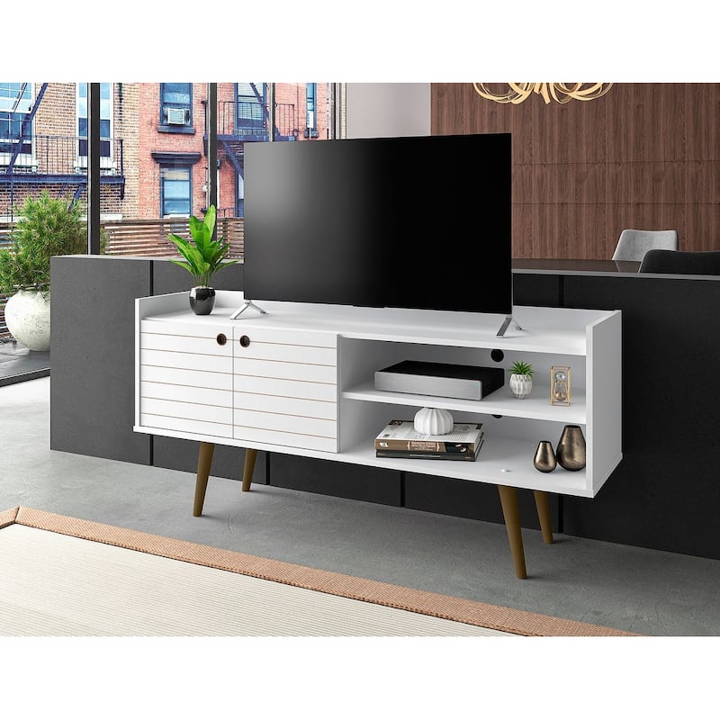 Manhattan Comfort Bogart Mid Century Modern Media Cabinet Console - White