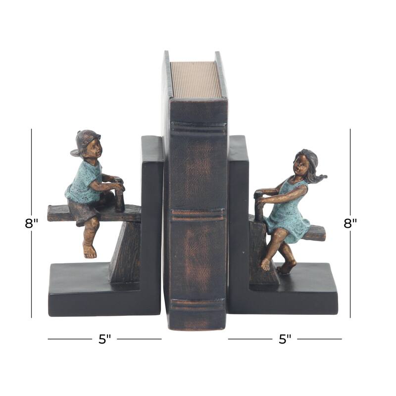 Polystone People Decorative Bookends with Swing Set - Set of 2 Brown - Roche River Decor