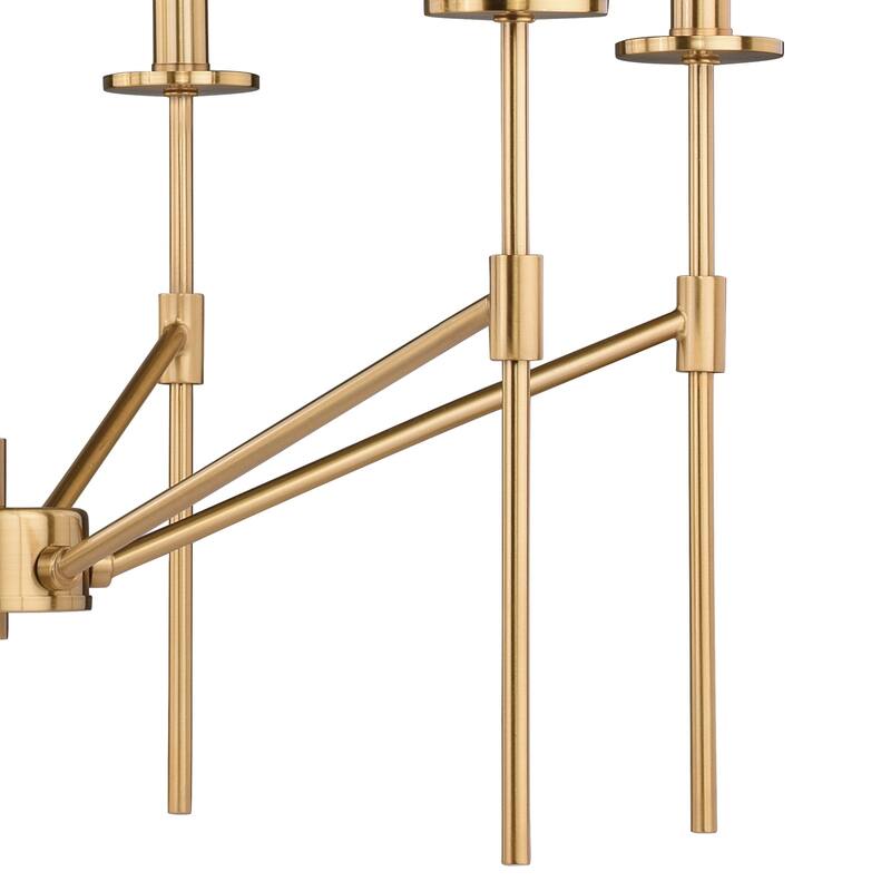 Brass Chandelier 6 Light Farmhouse - Mid Century Modern Lighting for Kitchen Dining Room - 23.25