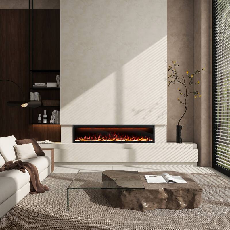 Clihome 42-88" Recessed Wall-Mounted Smart Control Electric Fireplace