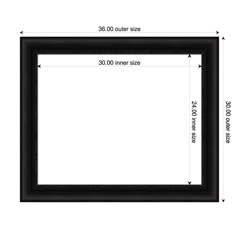 Amanti Art Parlor Black Framed Dry Erase Magnetic Board - 36 x 30 in - Parlor Black