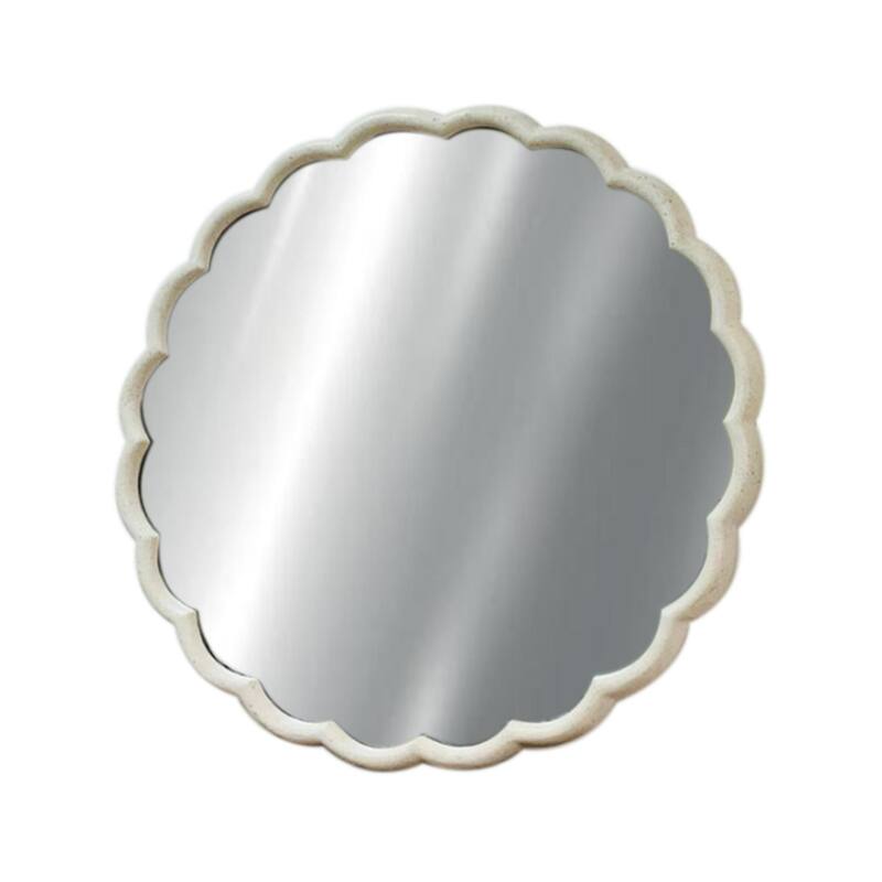 Medium Curved Frame Round Wall Mirror - 26.5” - White