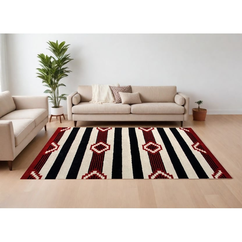 Hand Tufted Southwestern Non Skid Stain Resistant Area Rug - 8' X 11'