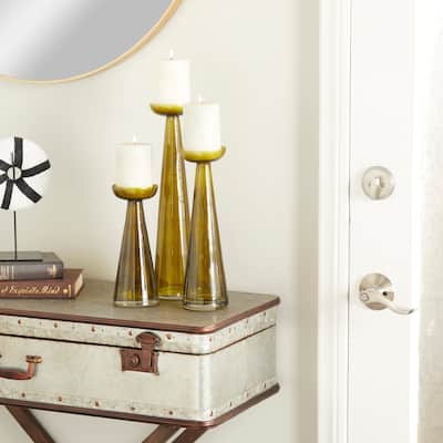 Glass Contemporary Candle Holder (Set of 3) - S/3 15", 12", 9"H