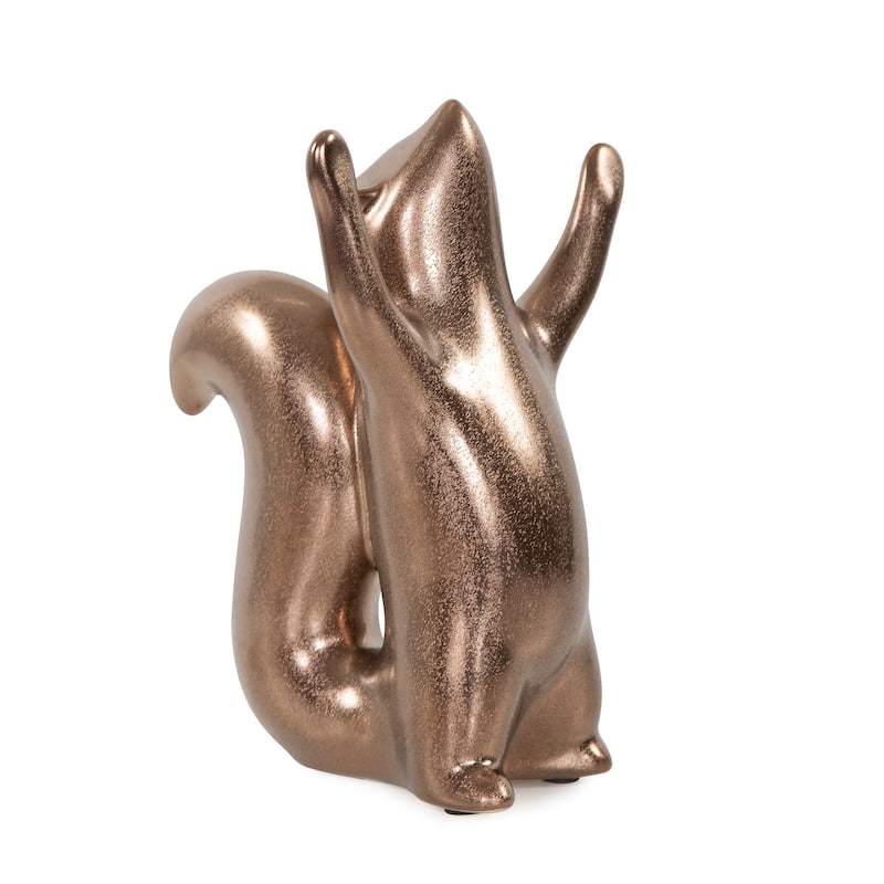 Allan Andrews Antique Brass Ceramic Chipmunk Sculpture - 7.25"H x 4.5"W
