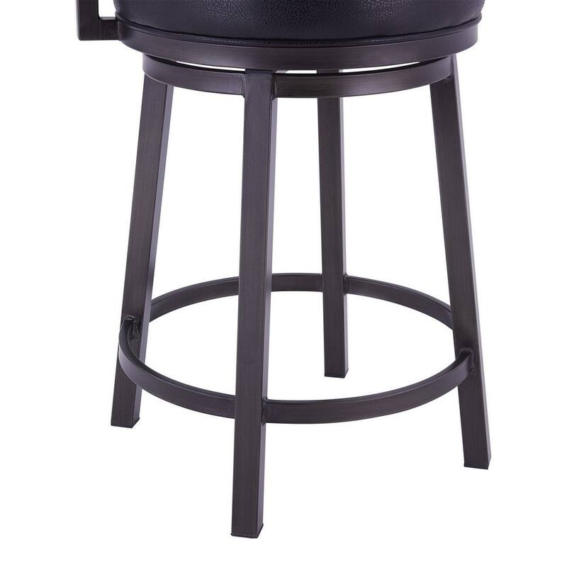 30 Inch Swivel Bar Stool Chair, Vegan Faux Leather Curved Back - 21L x 20W x 39H inches